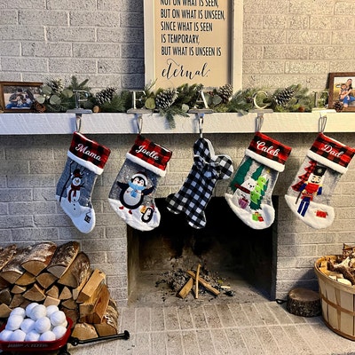 Christmas Stockings Personalized Buffalo Plaid Burlap Stocking Custom ...