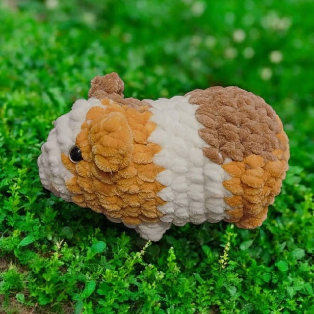 縫わずに編めるモルモットのぬいぐるみの作り方、初心者向けあみぐるみ