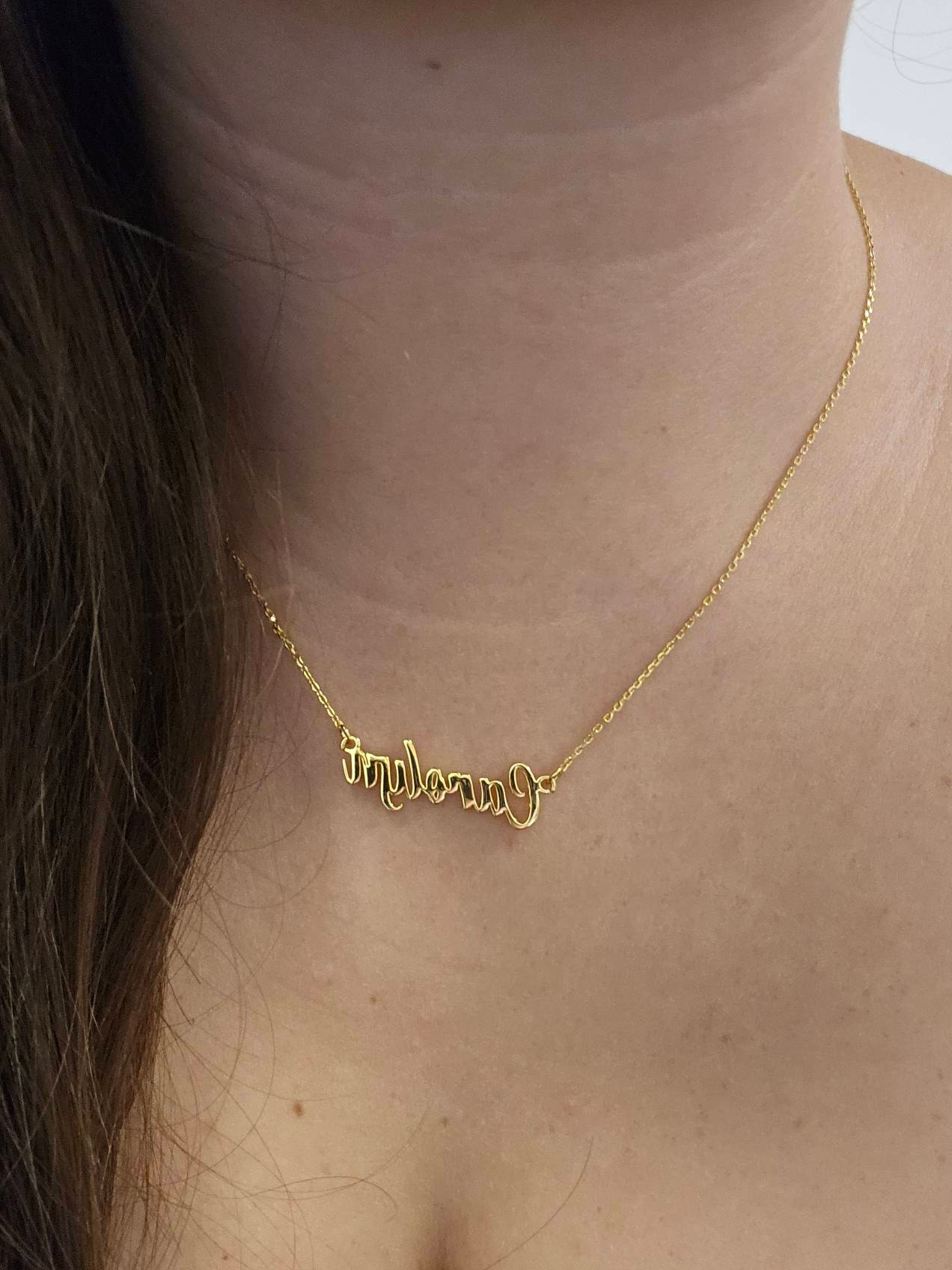 Benutzerdefinierte Namenskette, 18 Karat vergoldete Namenskette, personalisierte Namenskette, Geburtstagsgeschenk für sie, Muttertagsgeschenk, Geschenk für Mama