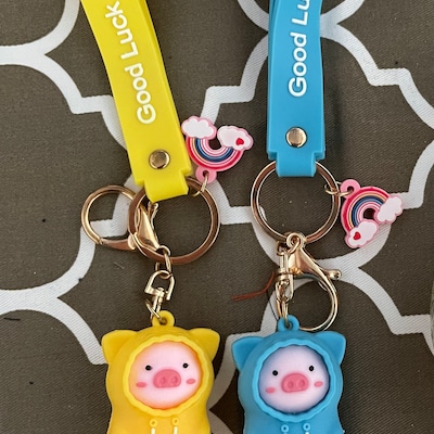 Super Cute Pigs in Raincoat Key Chains Pig Keychain - Etsy