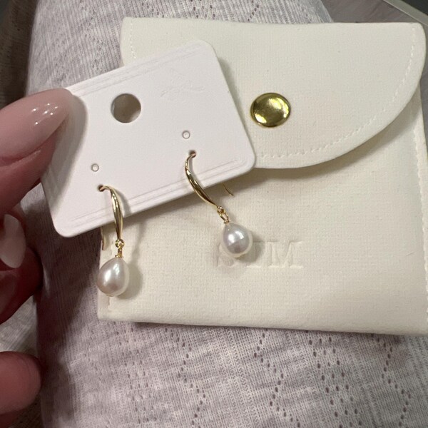 925 Sterling SLV Pearl Drop Dangle Earrings