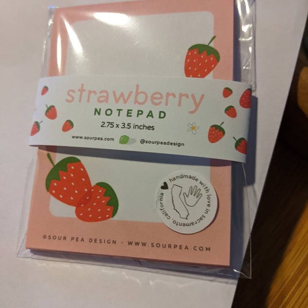MINI NOTEPAD: Strawberry Notepad, Colorful Stationary, Cute Notepad ...
