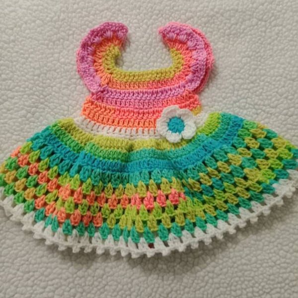 Crochet Rainbow baby dress main image 1