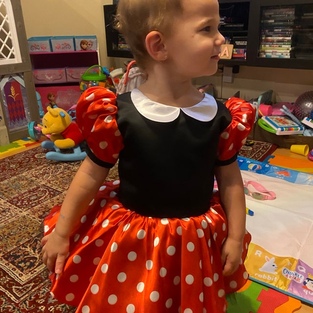 ACWOO Costume Minnie A Pois Per Bambina – 4 Pezzi: Vestito Tutù, Fascia Orecchie, Naso E Coda – Perfetto Per Carnevale, Halloween E Feste