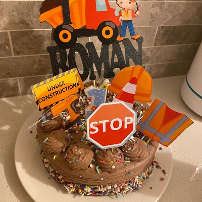 Personalised Dinosaur Cake Topper - Custom Name & Age, Glitter Brachiosaurus Birthday Decoration (UK Made) 6 thumbnail image
