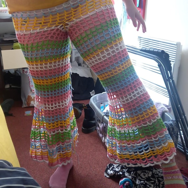 Flare Pants Pattern Rave Crochet Mesh Flare Pants Pattern W/pictures - Etsy