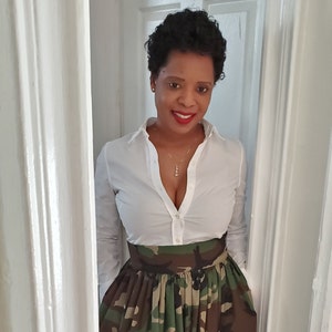 Oyemwen Camouflage High Slit Maxi Skirt