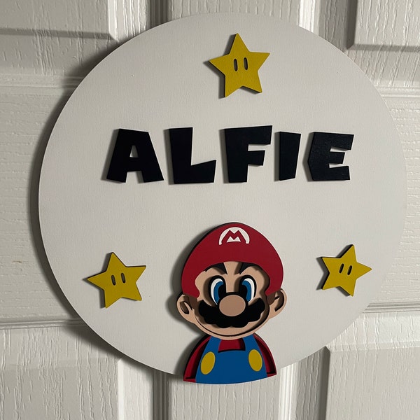 Wooden Super Mario Personalised Name Room Door Plaque / Sign - Boys ...