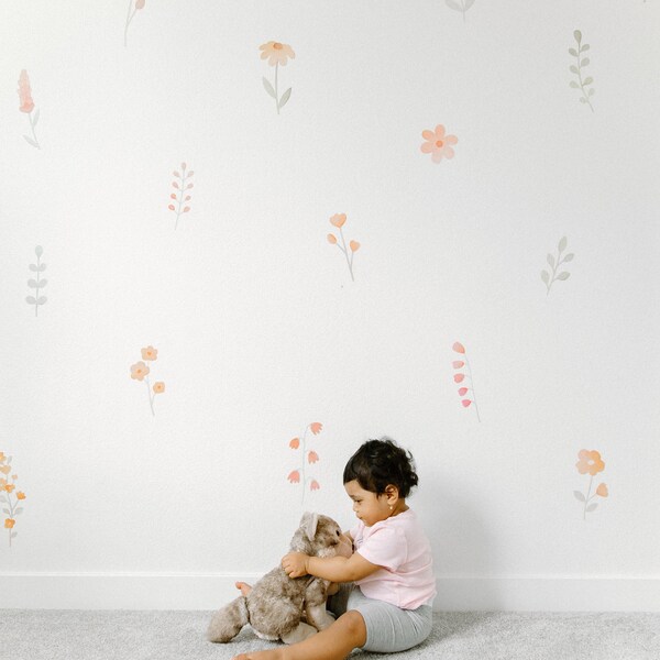 Wildflower Wall Decals - Nursery Decor, Watercolor Floral Wall Art ...