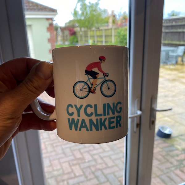 "Bike Wanker" Funny Novelty Coffee Mug - Gift For Cyclists, Bikers, Office Humor