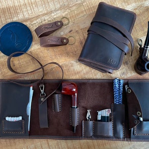 Leather Case for Pipe Smokers Set, Tobacco Smokers Gift, Smokers Kit ...