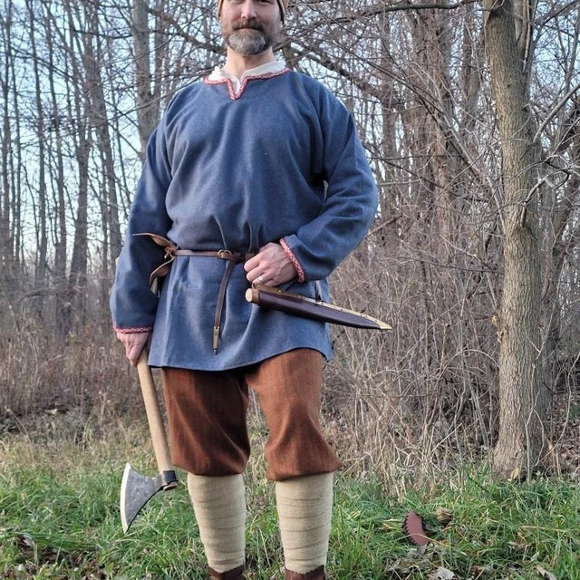 Early Medieval Scandinavian Birka Wool Tunic With Woven Trim