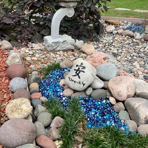 1 Engraved Kanji Symbol Stone: Custom Etched River Rock