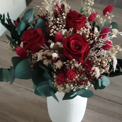 Bouquet VERONE Red Eternal Roses Eco-responsible Gift - Etsy