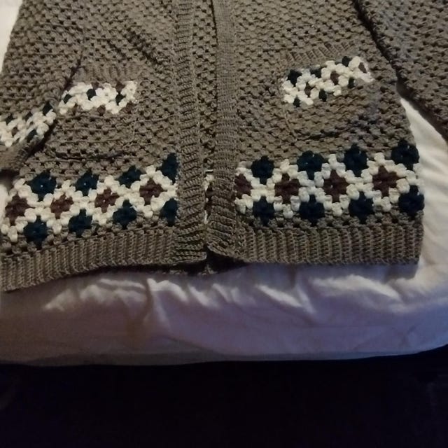 A customer's finished Wheat Stitch Crochet Cardigan Pattern with Video Tutorial
