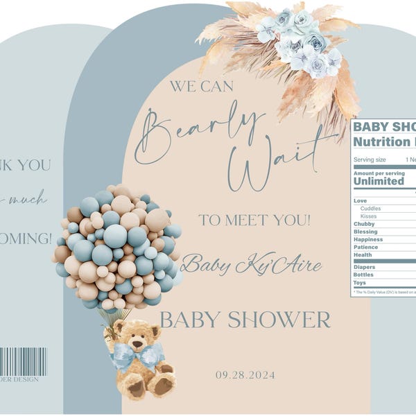 EDITABLE Teddy Bear Lip Balm Label, Girl, Floral, Green, Sage, Neutral ...