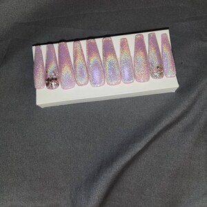 Luxury Rainbow Cat Eye Design, Press on Nails / Fake Nails / False ...
