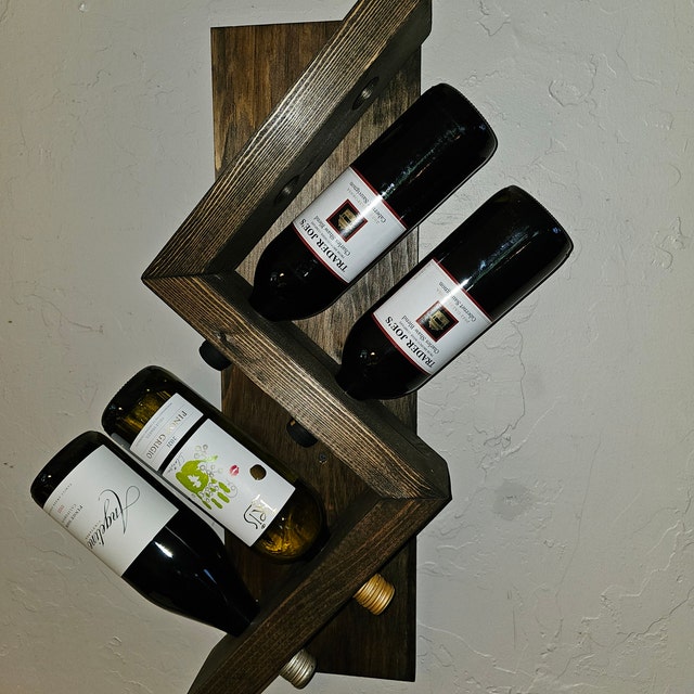 Zig Zag Wine Rack the Ziggy Zag Z Geometric Rustic Wood Wall Mounted Wine Bottle Display Chunky Primitive Etsy