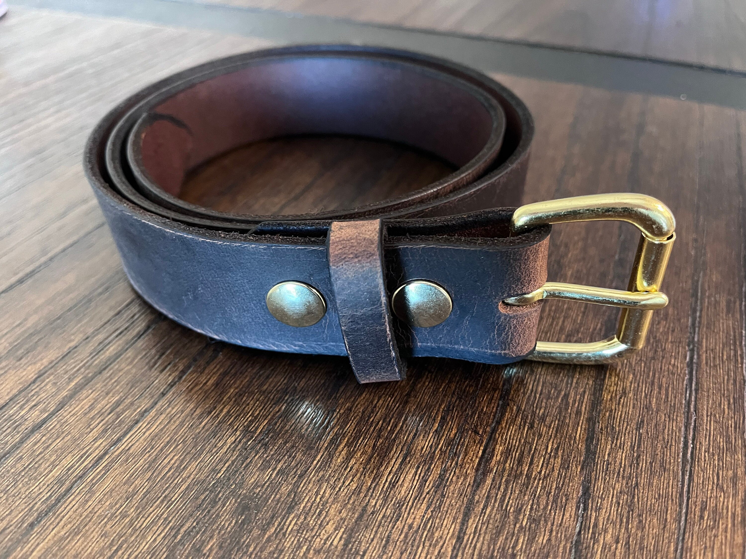 Leather Belt, Buffalo 1.5” Mens Dress Belt Amish Handmade Full Grain Made in USA