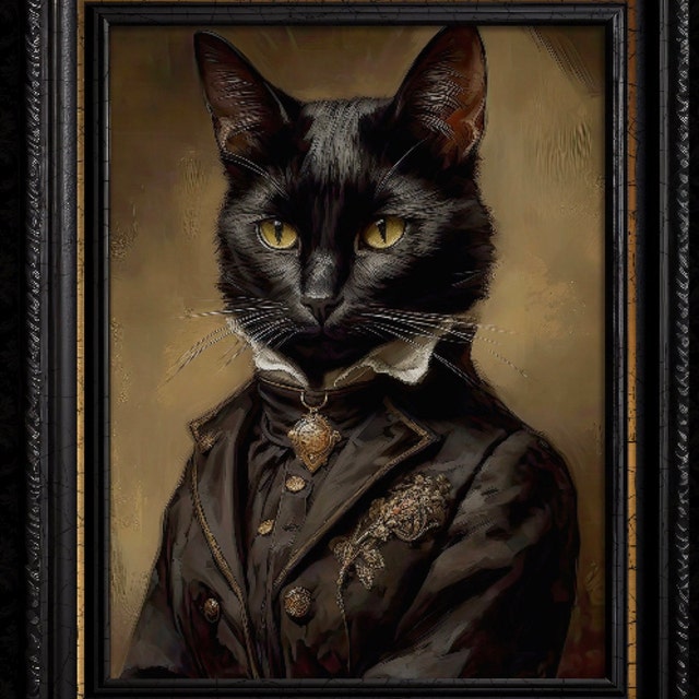 【CAT】　vintage poster Victorian Cat Art Vintage Poster - Etsy