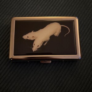 Two Headed Rat Cigarette Case Zigarettenetui Wallet Vintage Metal