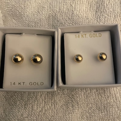 14K Gold Ball Earrings 3MM 4MM 5MM 6MM 7MM 9MM 10MM - Etsy