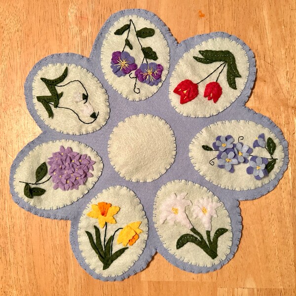 Instant Download PDF PATTERN for Folk Art Pointsettia Penny Rug Style ...