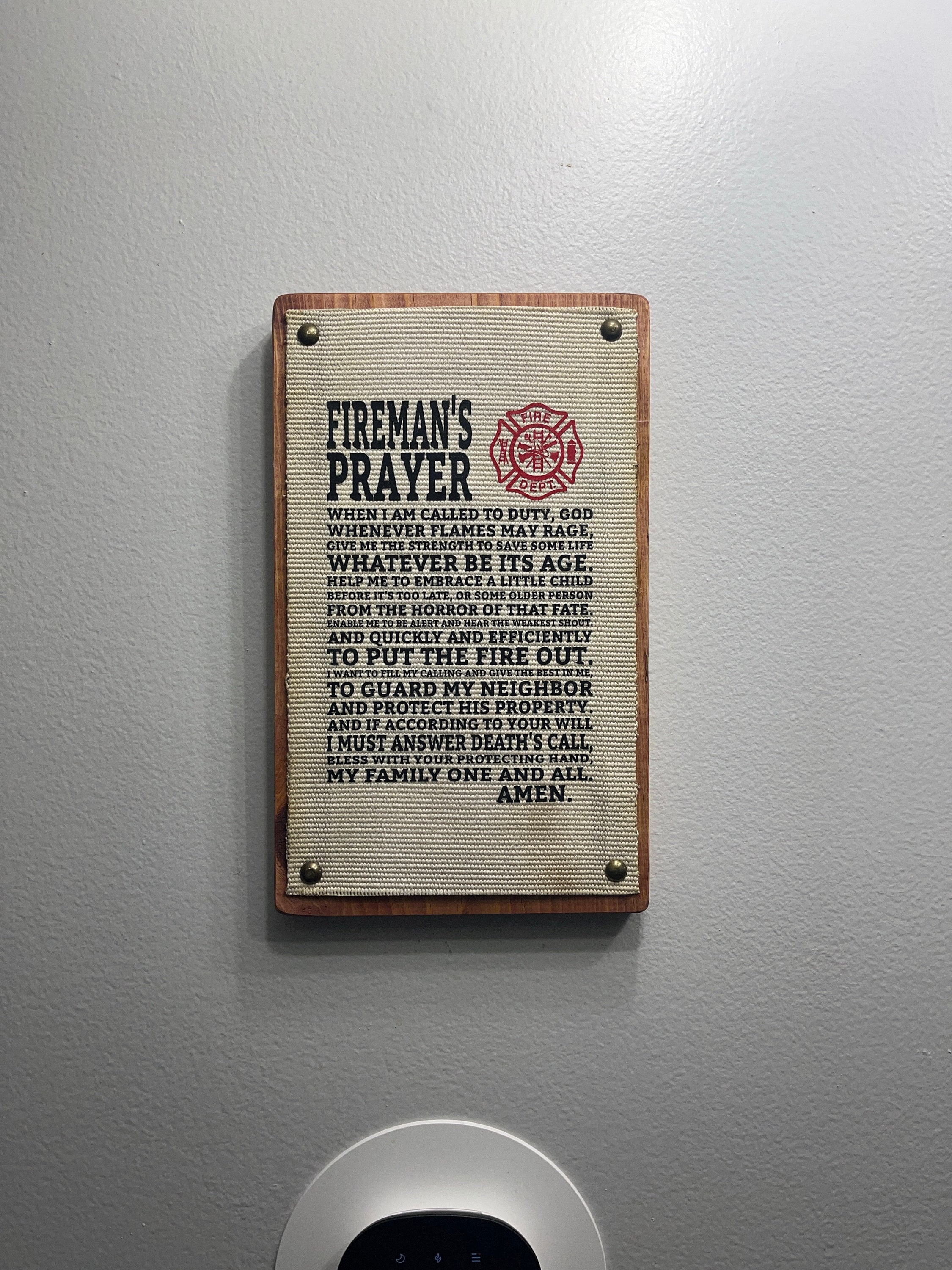 Fire hose Sign with the fireman's prayer. Great sign for firefighter or fireman, fireman gift, firefighter gift, firefighter decor.