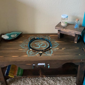 Third Eye Chakra Pedestal Altar Table with Shelf