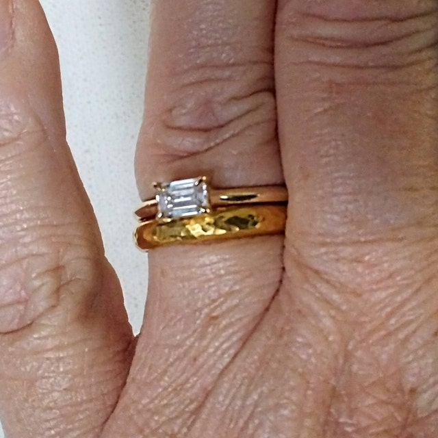 24k Gold Band - Hand Forged Hammered Half-round Ring 24k Gold Band - Hand Forged Hammered Half-round Ring