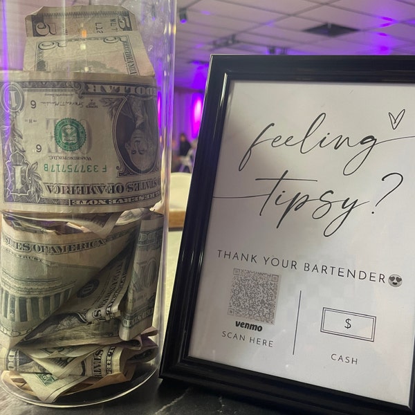 Tip Your Bartender Sign Template, Modern Minimalist Wedding, Venmo Jar ...