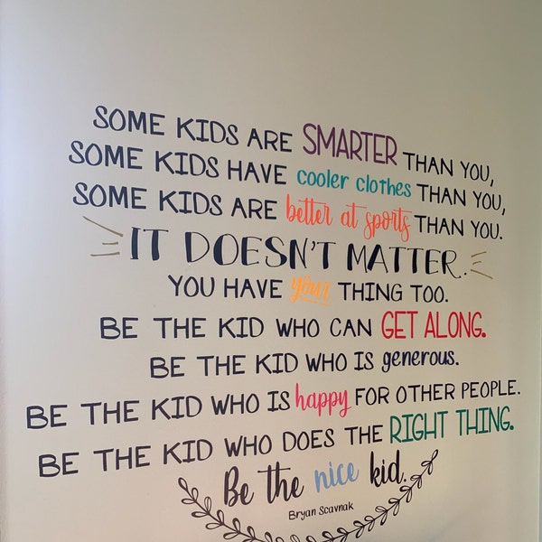 Be the Nice Kid Wall Decal Multiple Colors - Bryan Skavnak Custom Wall ...