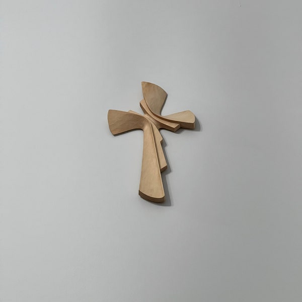 Cruz De Madera Tallada Con Corazones Entrelazados - Decoración De Pared 23x17 Cm, Para Hogar O Dormitorio