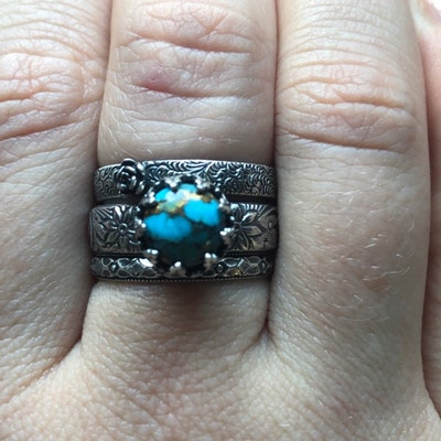 Turquoise Stacking Rings Set Vintage Style Copper Turquoise Antique ...