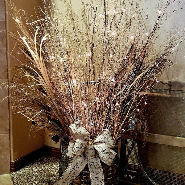 Rustic Burlap Farmhouse Christmas Bow, Christmas Holidays Script Burlap ...