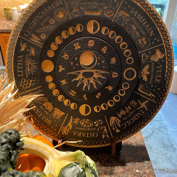 Pagan Wheel of the Year Calendar Black Goth Wiccan Neo Pagan Sabbats