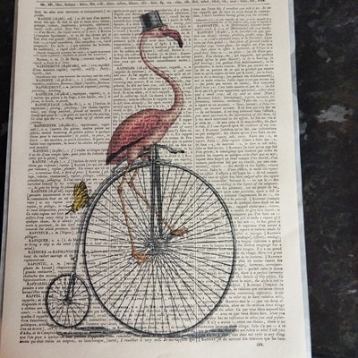 Flamingo Art Print, Flamingo Print, Dictionary Art Print, Funny Animal ...