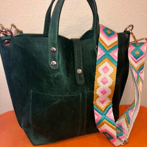 Green Leather Bag, Tote Leather Bag, Leather Tote Bag, Woman