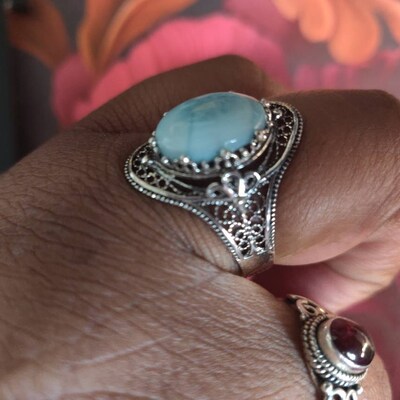 Oxidized Sterling Silver Lotus Flower Ring – Filigree Design, Sizes 4-10, .925 Silver Band