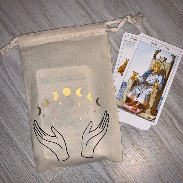 Moon Witch Drawstring Pouch Bag for Tarot Cards, Crystals, Witchy ...
