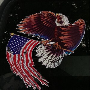 Eagle With Flag Pole Worn American Flag Decal Sticker - Etsy