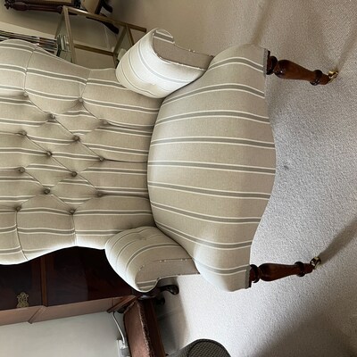 Small Two Seater Armchair Chair/sofa in Plain Washed Caramel Linen