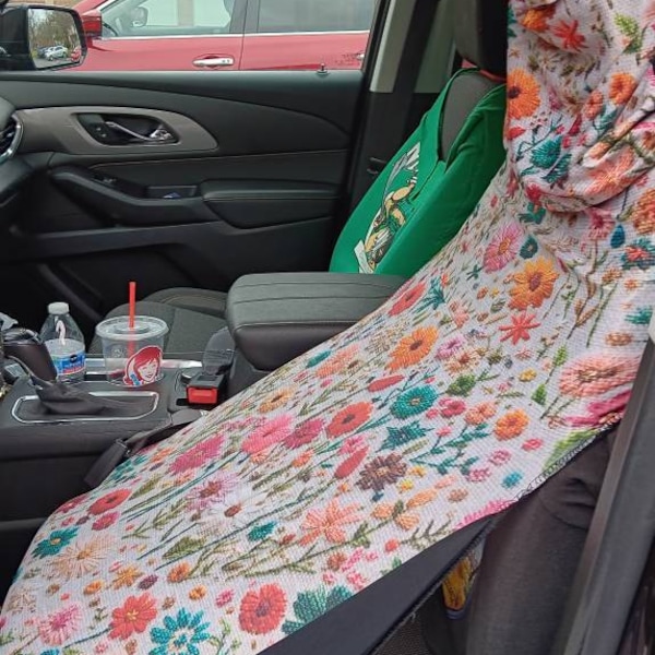 Geometric Floral Fall - White Car Seat Belt Cover 7''x12.6''