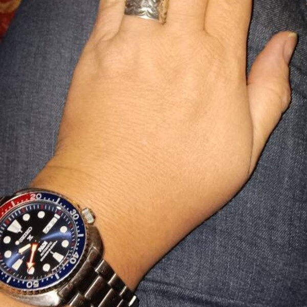 Vintage Mens Ring Native American Sterling Silver Thunderbird Turquoise Coral Chip Mosaic Navajo Inlay