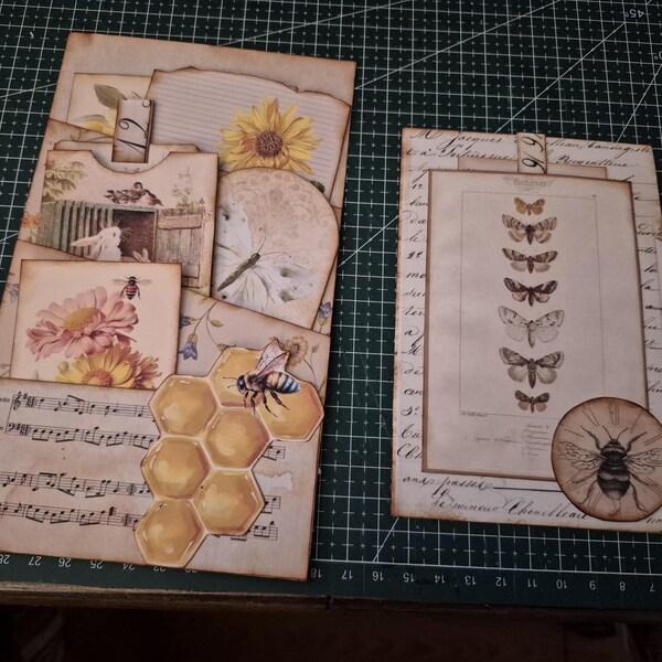 Junk Journal Kit, BEES & BUTTERFLIES Folio Kit, Printable Junk ...
