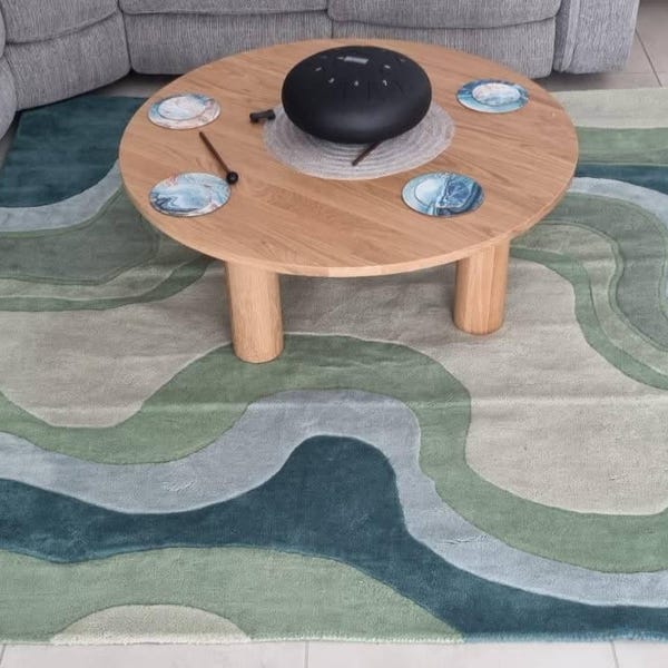 Rainbow Bloom Wool Rug Hand Tufted Pastel Dreamscape Irregular Shape ...