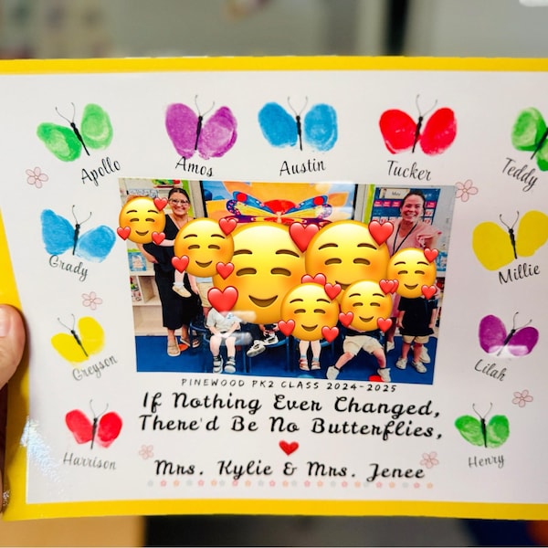 Fingerprint Teacher Gift Editable Keepsake Print, Kids Name Teacher ...