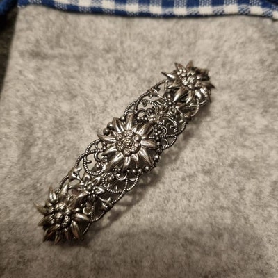 Rivelle Damen Trachten Haarspange – Vintage Design In Alt Silber, 10 Cm Lang, Handgefertigt In Deutschland, Mit Französischer Mechanik