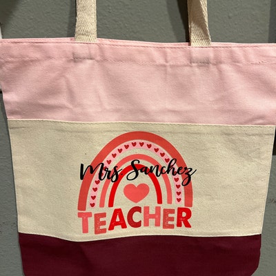 Custom Teacher Valentine Day Tote Bag, Valentine Gift for Teacher ...