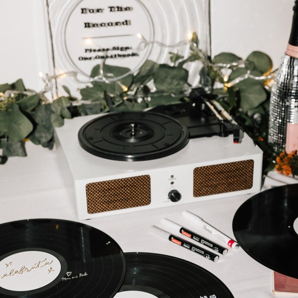 Vinyl Records With Plain White Matte Labels for Crafting, Wall Decor, Invitations, Wedding Guest ...
